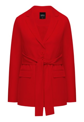 Жакет с поясом, цвет красный