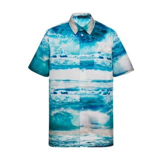 Рубашка с набивным рисунком для мужчины, цвет ярко-синий