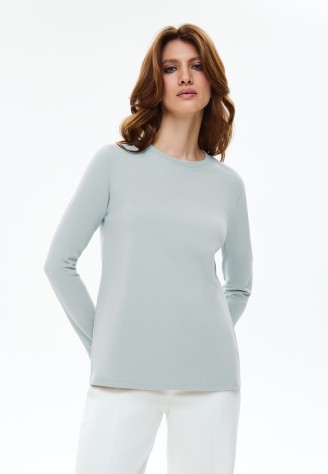 Женская футболка-лонгслив, цвет голубой
