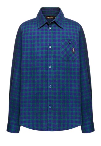 Фланелевая рубашка в клетку для мальчика, цвет сине-зеленый