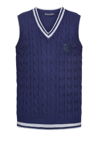 Вязаный жилет для девочки, цвет темно-синий