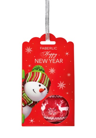 Носки из шерсти в новогодней упаковке «Олени», красные