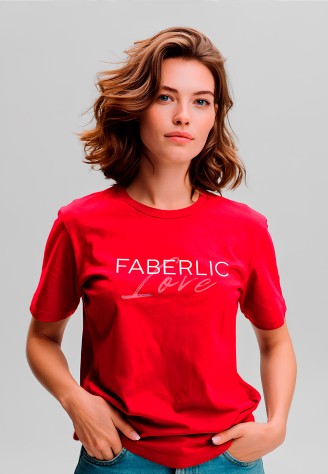 Футболка женская с принтом «Faberlic Love» цвет красный