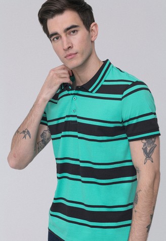 Поло в полоску для мужчины, цвет бирюзовый