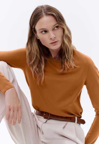 Женская футболка-лонгслив, цвет кэмел
