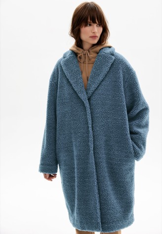 Пальто из букле, цвет синий
