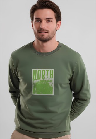 Мужской свитшот-лонгслив с принтом «North», цвет хаки