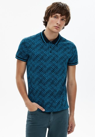 Поло с принтом для мужчины, цвет синий
