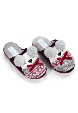 Тапочки для девочек «Коала», цвет бордовый