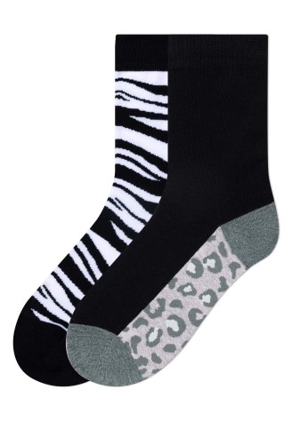 Женские носки из смесового хлопка, цвет белый/черный, набор 2 пары