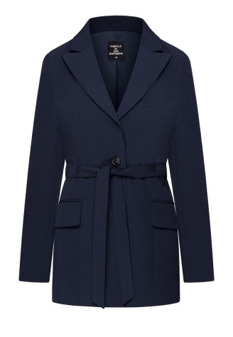 Жакет с поясом, цвет тёмно-синий