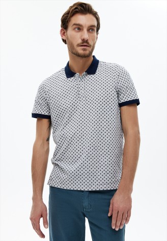 Поло с принтом для мужчины, цвет светло-серый меланж