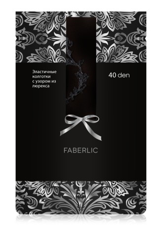 Колготки с цветком из люрекса SF408, 40 den, чёрные, размер S