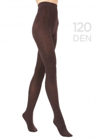 Эластичные колготки Велюр, 120 den, коричневые меланж