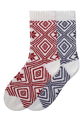 Набор женских носков 2 пары с узором, цвет красный / синий