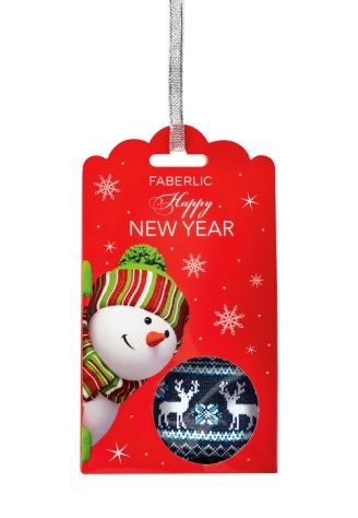 Носки из шерсти в новогодней упаковке «Олени», синие