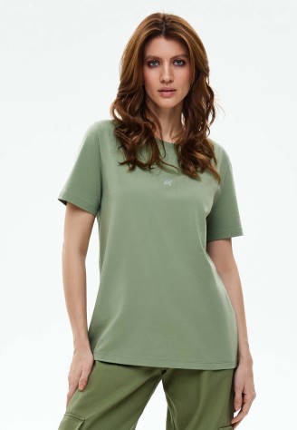 Женская футболка с декором, цвет фисташковый