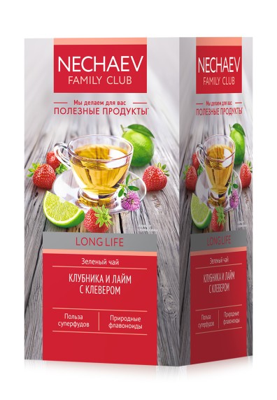 Зелёный чай Long Life «Клубника и лайм» с клевером
