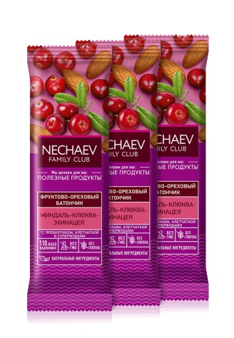 Батончик фруктово-ореховый «Миндаль-клюква-эхинацея», 3 шт.