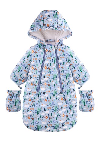 Утепленный конверт с набивным рисунком, цвет голубой