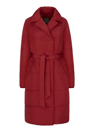 Пальто утепленное стеганое, цвет темно-красный