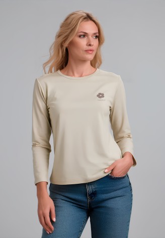 Лонгслив с минималистичным принтом «Мягкий цветок», цвет бежевый