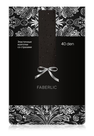 Эластичные колготки со стразами SF403, 40 den, чёрные