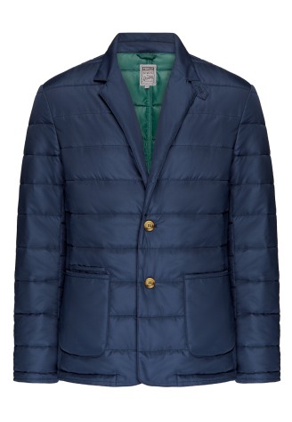 Утеплённый стёганый пиджак для мужчины, цвет синий