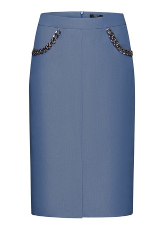 Юбка с декоративной цепочкой, цвет голубой