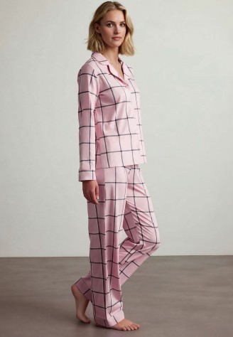 Брюки в домашнем стиле, принт клетка