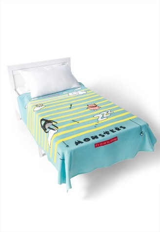 Плед флисовый, цвет голубой