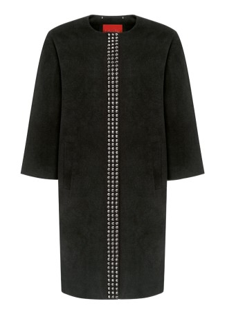 Пальто с металлизированной отделкой, цвет черный