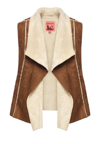 Жилет из искусственной овчины для девочки, цвет ореховый