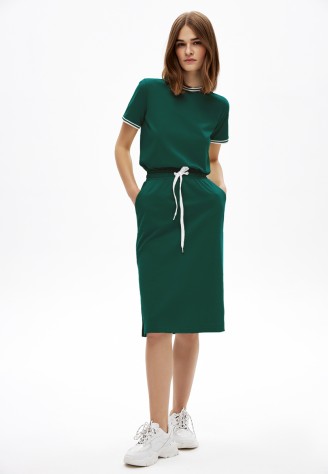 Трикотажная юбка, цвет изумрудный