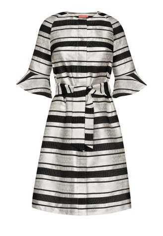 Пальто летнее из фактурного жаккарда, цвет черно-белый