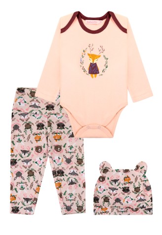 Трикотажный комплект из трех предметов для девочки, цвет светло-розовый