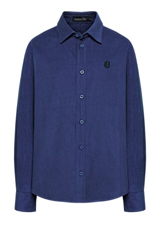 Рубашка из микровельвета для мальчика, цвет ярко-синий