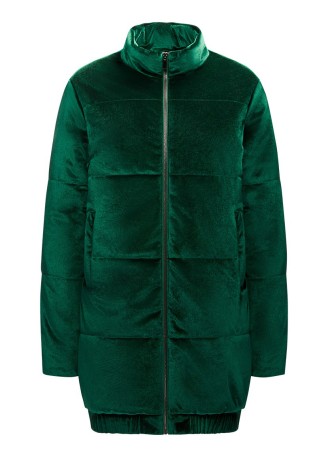 Куртка утеплённая стёганая из велюра, цвет тёмно-зеленый