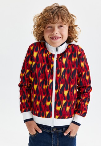Бомбер с принтом и тесьмой на рукавах для мальчика