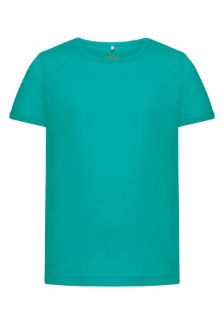 Трикотажная фуфайка с коротким рукавом для девочки, цвет бирюзовый