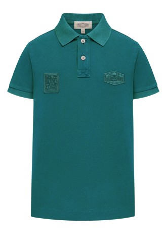 Поло пике с вышивкой для мальчика, цвет зелёный
