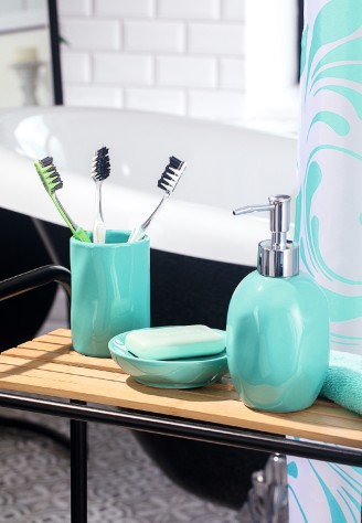 Набор аксессуаров для ванной, цвет бирюзовый