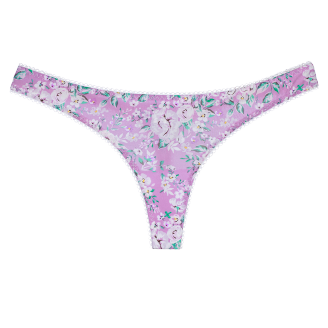 Трусы стринги ROMANCE, цвет сиреневый с принтом