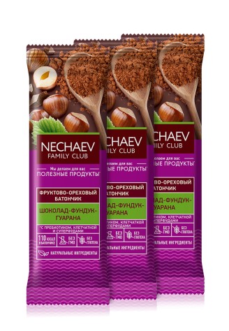 Батончик фруктово-ореховый «Шоколад-фундук-гуарана», 3 шт.