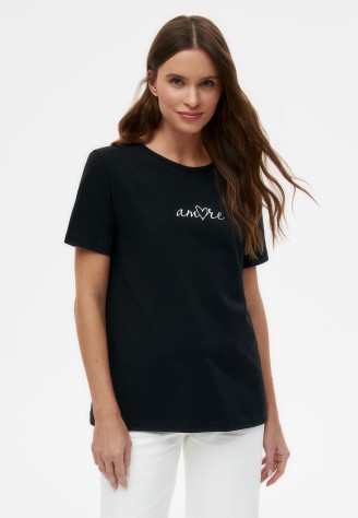 Футболка с принтом «Сердечки», цвет черный