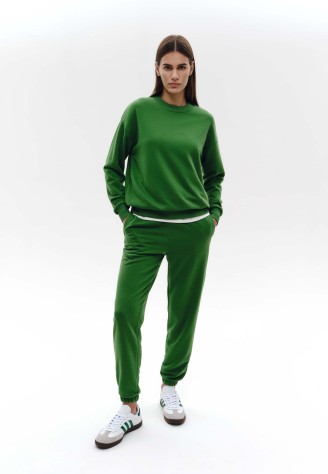 Брюки-джогеры из футера, цвет зеленый