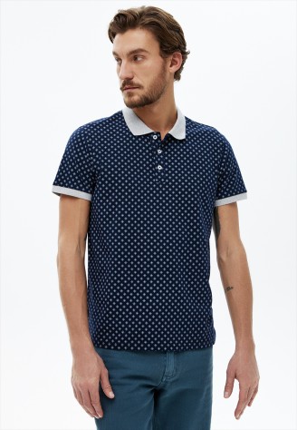 Поло с принтом для мужчины, цвет темно-синий
