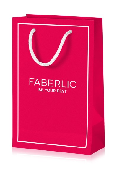 Бумажный подарочный пакет «Faberlic», размер M, 15x23,5x8,5 см