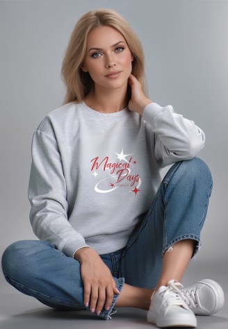 Женский свитшот с принтом Magical Days, цвет светло-серый меланж