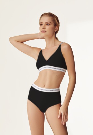 Трусы с завышенной талией, цвет черный